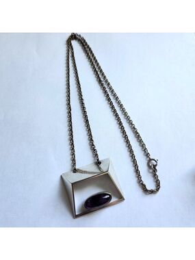 N.E. From Pendant Necklace Sterling Silver Amethyst: Danish Design
